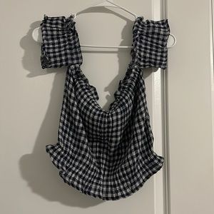 Off the shoulder plaid crop top